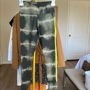 Nike Green Tie-Dye Leggings with Neon Stripe
